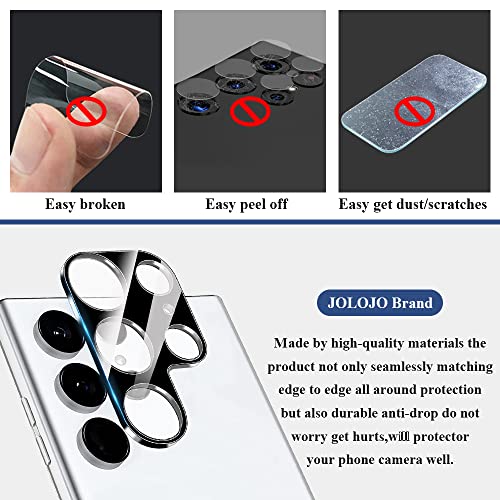 Jolojo [2 Pack Camera Lens Protector For Samsung Galaxy S22 Ultra(6.8Inch) Tempered Glass Camera Screen Protector Hd [Full Coverage][Anti-Scratch] Drop Protection Case Friendly-Black #TOP4