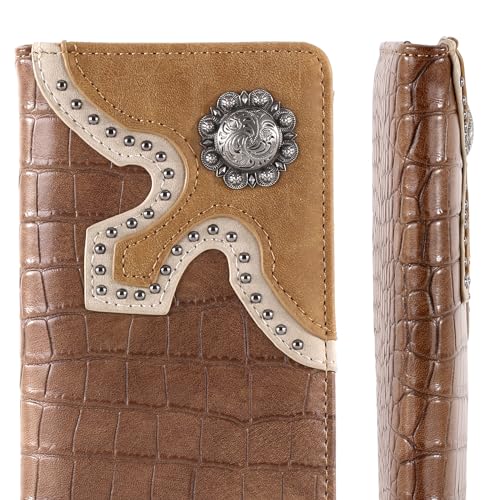 Montana West Western Wallet for Men Long Bifold Wallet with Card Slots RFID Blocking Cowboy Vintage Checkbook Wallet Gift for Men - Image 4