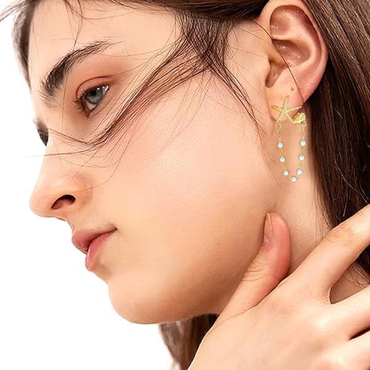 Starfish Earrings for Women Gold Sea Shell Earrings Summer Beach Vacation Outfits for Women4