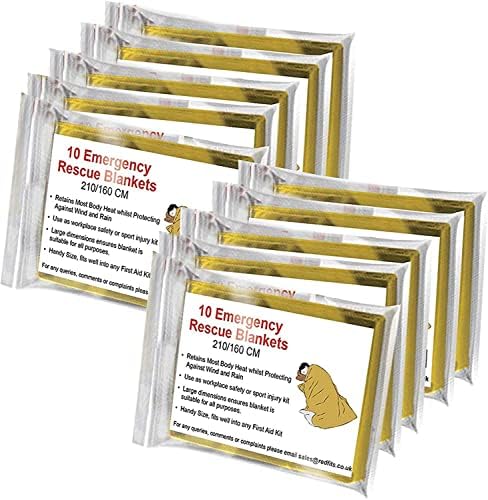 Bramble - Foil Emergency Blankets 210 x 160cm - Large Multi-Purpose Insulated Individually Packed (100 Pack)