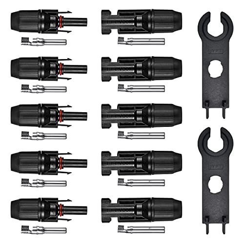 JYFT Solar Panel Cable Connectors Male/Female IP67 30A 1000V DC (5Pair), a Solar Connector Wrenches/Spanners Tool