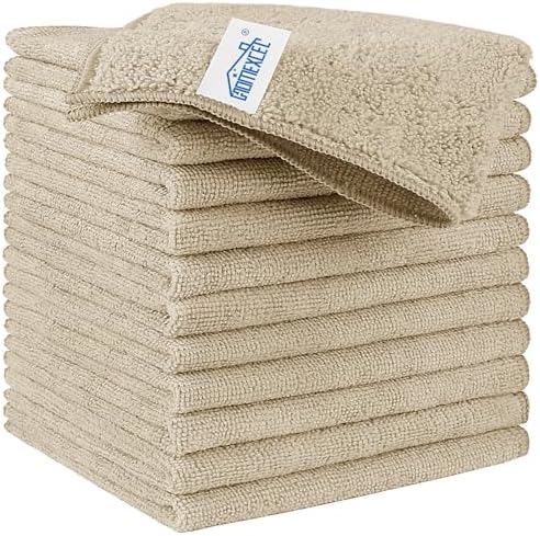 HOMEXCEL Brown Microfiber Cleaning Cloth, 12 Pack Premium Microfi...