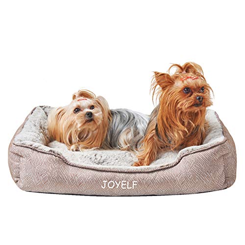 JOYELF Hundebett Waschbares beruhigendes Katzenbett, Anti-Angst-Hundebett & Sofa, süßes Flauschiges Haustier-Couchbett für Welpen, Kätzchen, kleine Hunde und Katzen - kleines Rechteck Cover