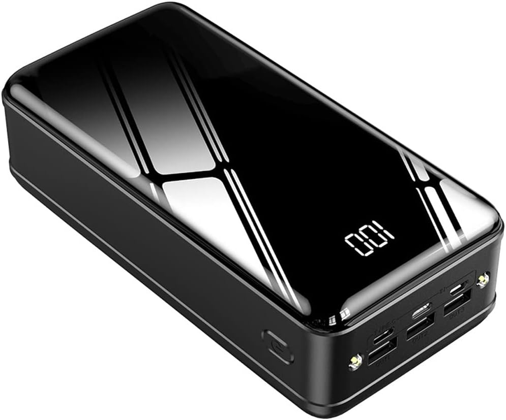 Specchio Power Bank da 50.000 mAh per display digitale di grande capacità, ricarica rapida fornito con un Power Bank condiviso (colore: nero, dimensioni: 50000 mAh)