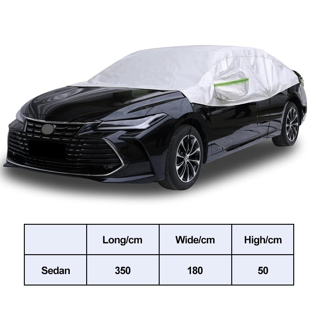 XIMINZ Half Car Cover for Sedan - Thin Lightweight Waterproof Sunshade Rain Snow Dust Outdoor Protector Top Cover — view 2