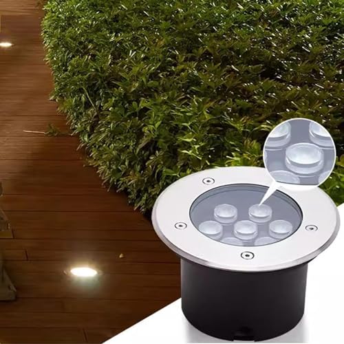 QUSYZD Spots LED de Paysage au Sol - Spots extérieurs encastrés au Sol étanches IP66, projecteurs Ronds extérieurs encastrés, Spots LED de Paysage pour...