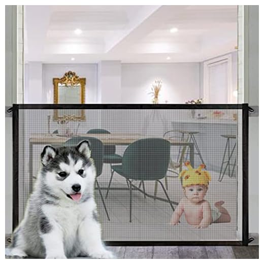 Magic Gate for Dogs, Pet Safety Gate, Pet Enclosure Portable Mesh Folding Safety Fence (Easy Install Anywhere), Pet Isolation Net Dog Gate for Indoor Hall Doorway Wide Tall (71‘’ x 31'')
