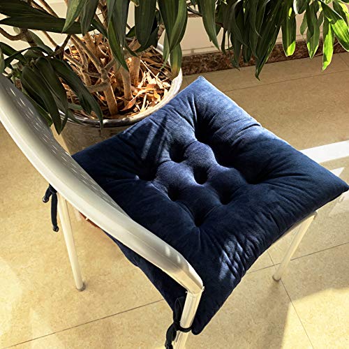 Rulleny Set Of 6 Chair Pads And Seat Cushions With Ties Non Slip Comfortable And Soft For Indoor, Dining Living Room, Kitchen, Office Chair, Den, Travel, Washable (Navy Blue, 6) #TOP5