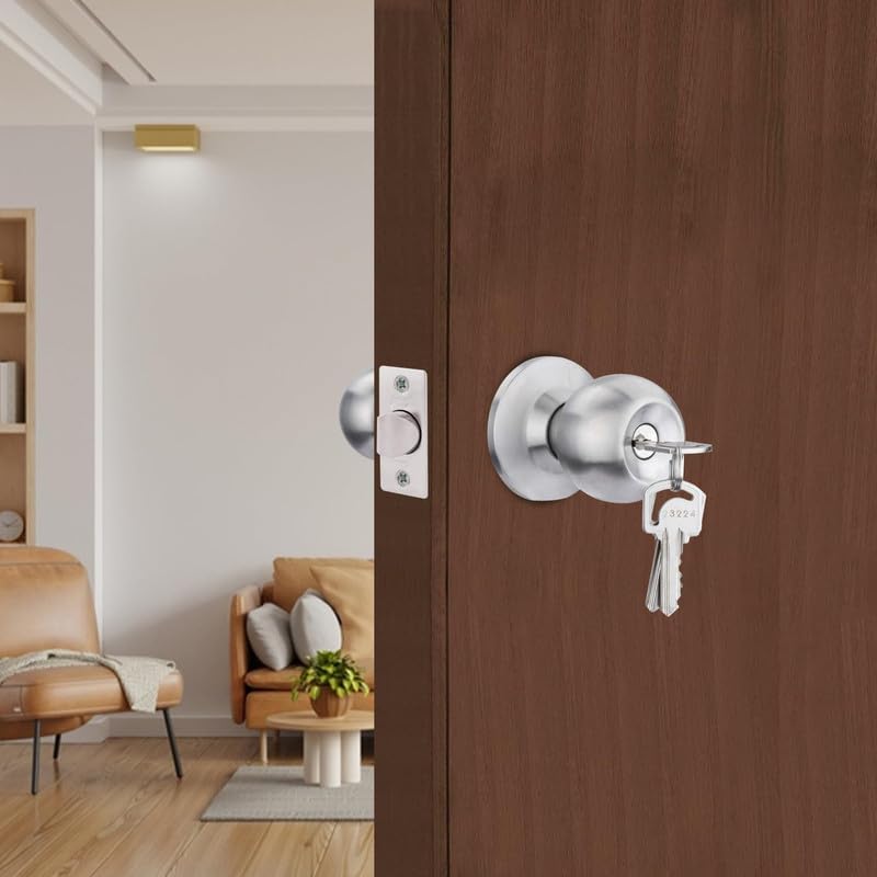 Peelite High Security Stainless Steel SS 202 Cylindrical Lock Lockset Tubular Door Knob with 4 Simple Key Backset 70MM Pack of 1 (B0DF6F4RTH) Amazon Price History, Amazon Price Tracker