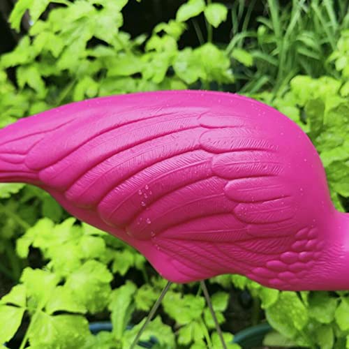 Statue flamant rose tuteur de jardin 26x7cm en métal pour décoration d'allée - 5