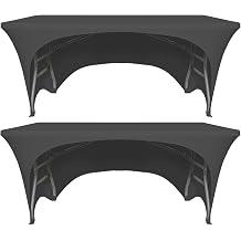 2 Packs 6ft Black Spandex Fitted Tablecover for Rectangle Tables with Open Back, Washable Rectangular Stretch Trestle Table Cloth for Banquet, Wedding Party Holiday Event,72 x 30 x 30 Inches