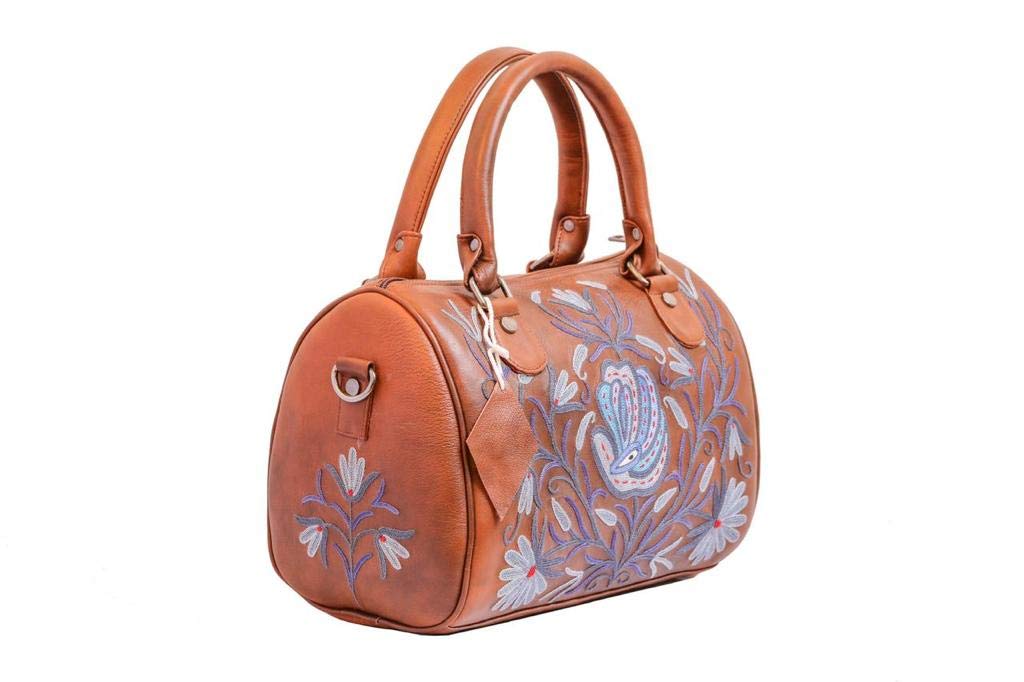 Kashmiri Hand-Crafted Embroidered Leather Bag for Women