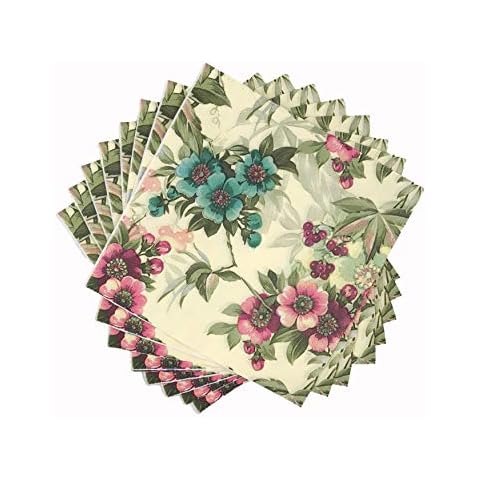 WallyE Shabby Chic Floral Paper Napkins,Mint Floral Printed Country Garden Inspired for Thanksgiving Garden Party or Wedding,100 Pack Cover