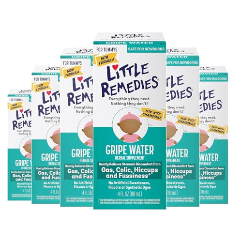 Image of Little Remedies Gripe Water for Babies, With Chamomile, for Baby Gas Relief, No Alcohol or Artificial Dyes, 4 Fl Oz, Pack of 6