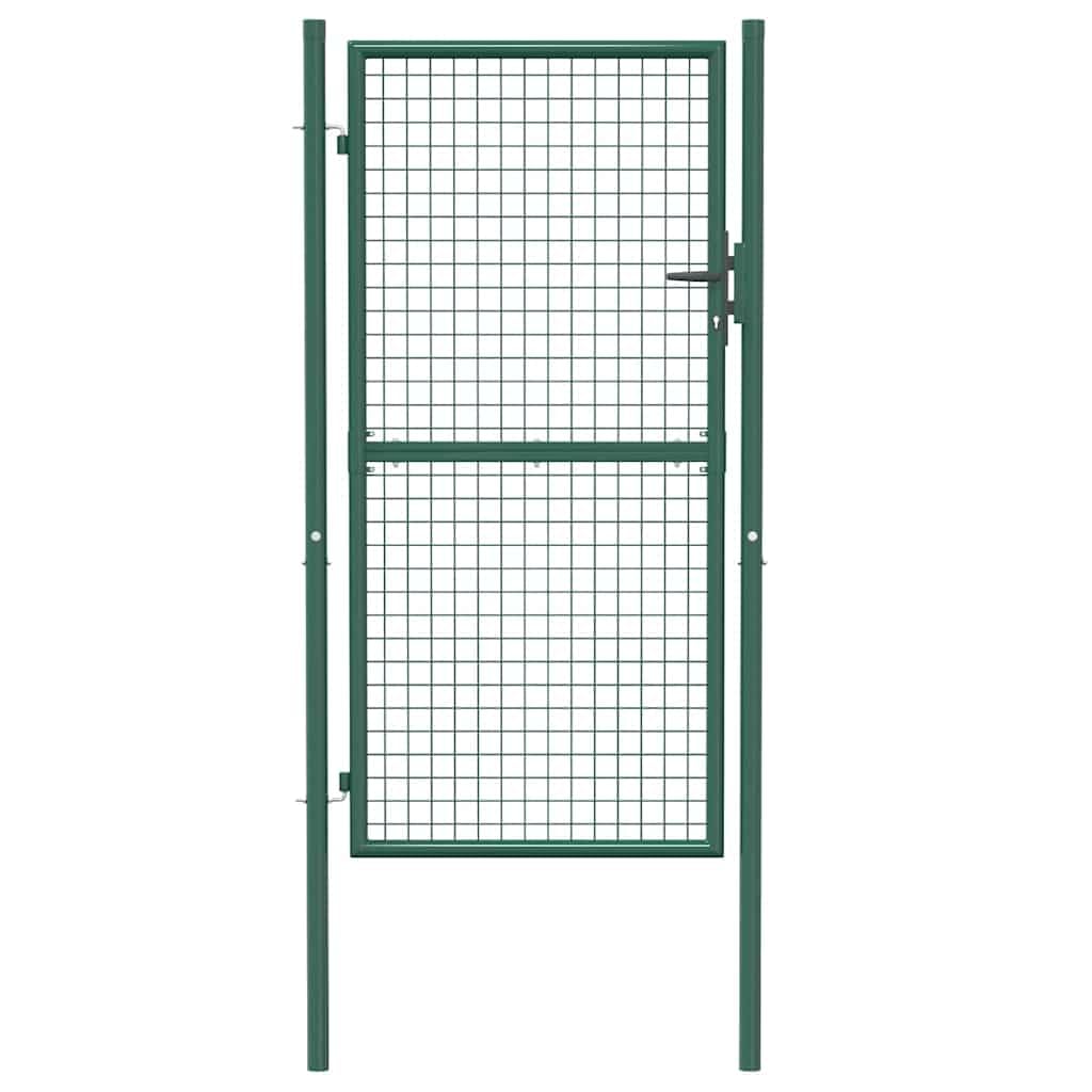 Puerta De Valla De Acero Con Picos, 100x175 Cm, Color Negro - Incluye Postes, Bisagras Y Cerradura Con Llaves
