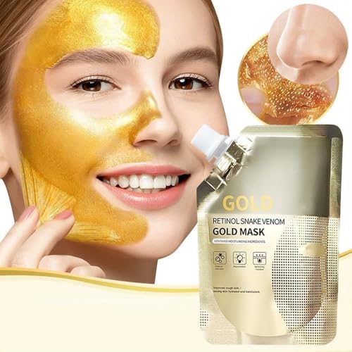 Image of Gold Peel Off Face Mask | Retinol Snake Venom | Gold Mask Deep Pore Cleansing, Blackhead Removal, Oil Control | Hydrating Facial Skincare | Anti Aging Skin Rejuvenation Glow Face Care Mask