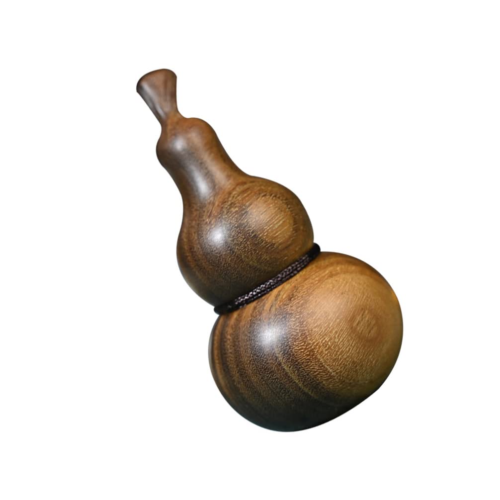 BESPORTBLEGood Luck Wu Lou Wood Carved Gourd Ornament Lucky Calabash Feng Shui Hu Lu Figurine DIY Pendant Charm for Wealth Peaceful Safty Healthy Success