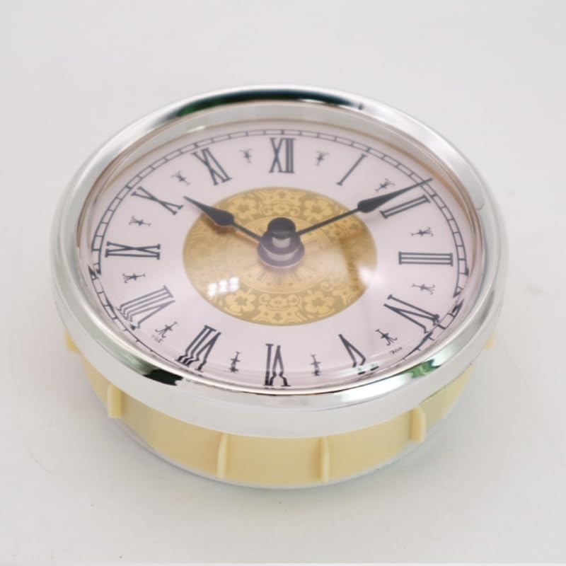 Round Clock Insert Silver Rim Roman Numerals Easy Read Movement Fits 3.0 Inch Hole DIY Home Bedroom Office