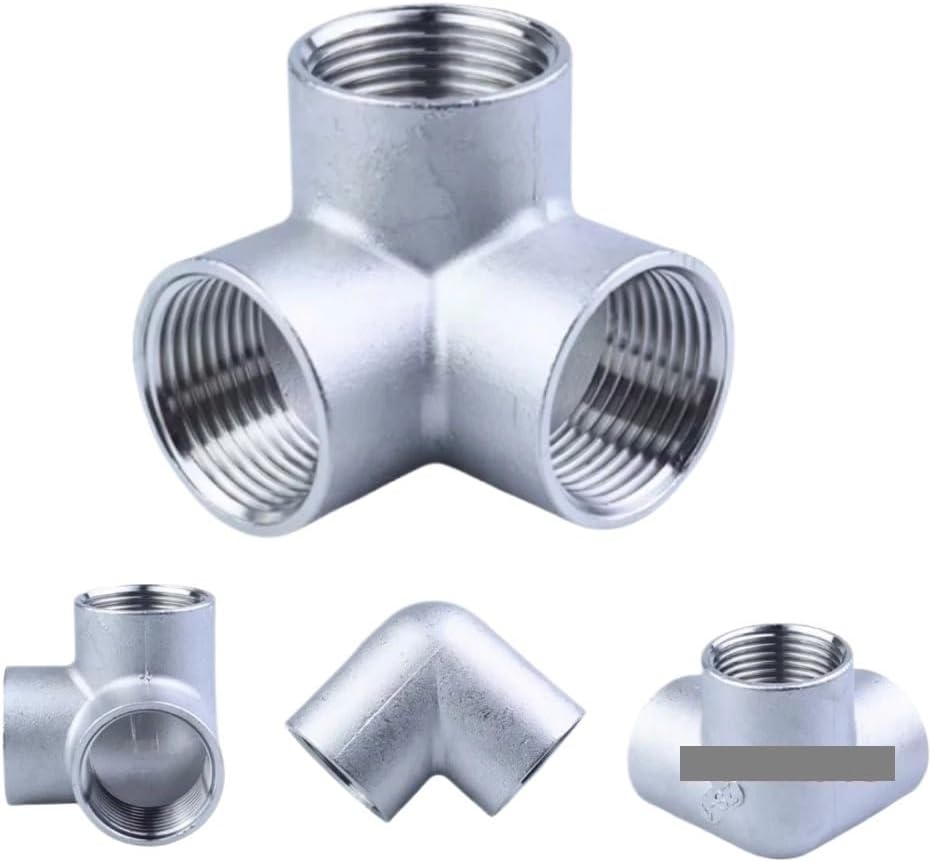 1個 1/4インチ BSPT メス 3ウェイ コーナー クロス 304 ステンレススチール パイプ継手 コネクター 水ガス