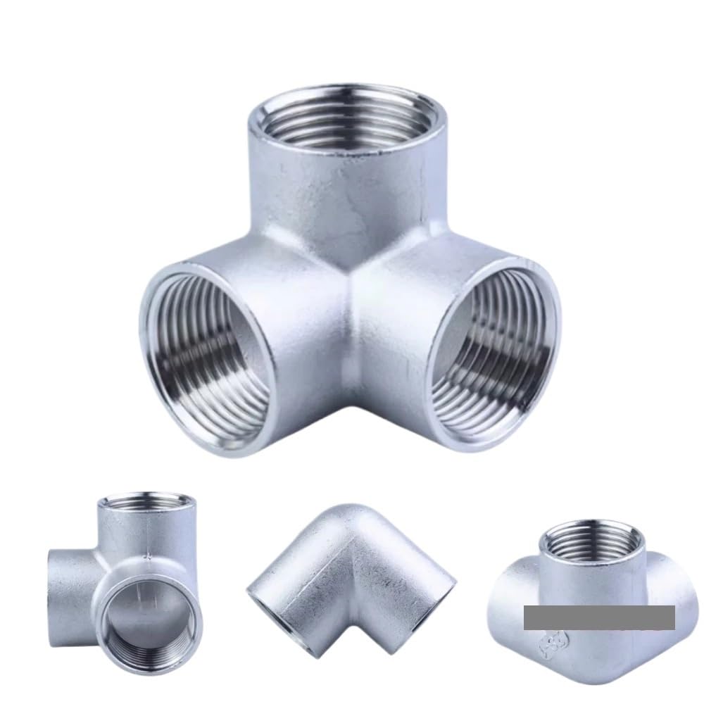 1PC 1-1/2" BSPT Femmina 3 Vie Angolo Croce Raccordo for Tubo in Acciaio Inox 304 Acqua Gas