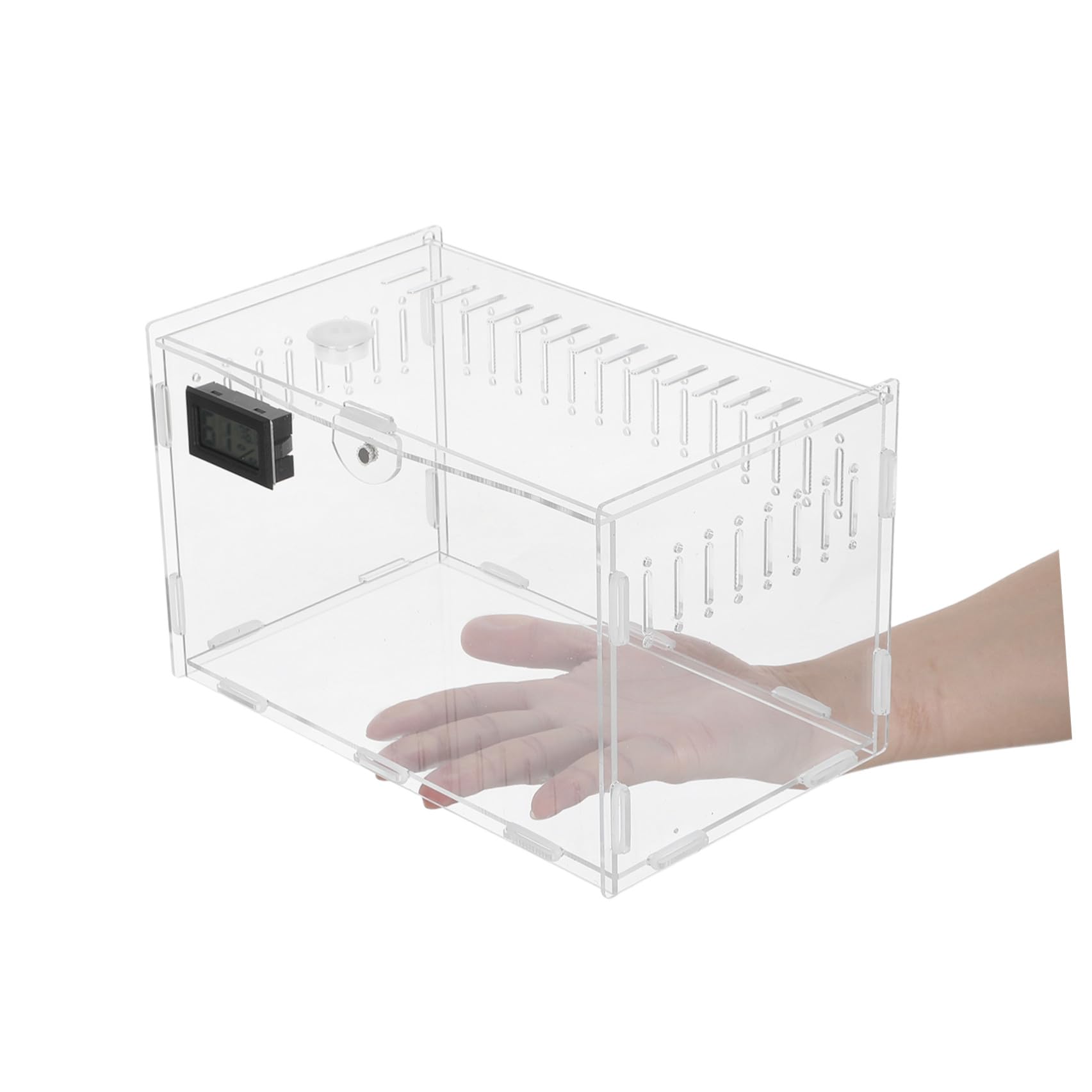 Generico Terrario per Monitoraggio Termometro per Igrometro in di e Acrilico 360° Trasparente con in, Ventilazione e Base Rimovibile Rettili per Allevatori