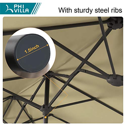 PHI VILLA 13ft Outdoor Market Umbrella Double-Sided Twin Large Patio Umbrella with Crank - Image 4