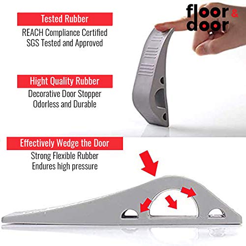 image for Rubber Door Stop Wedge - Door Stopper for All Floor Types - Durable He