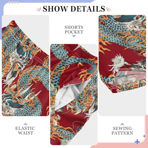 Chinese Dragon Boys Long Pants Soft Trousers Elastic Waist Kids Lounge Bottoms with Pockets S-XL4