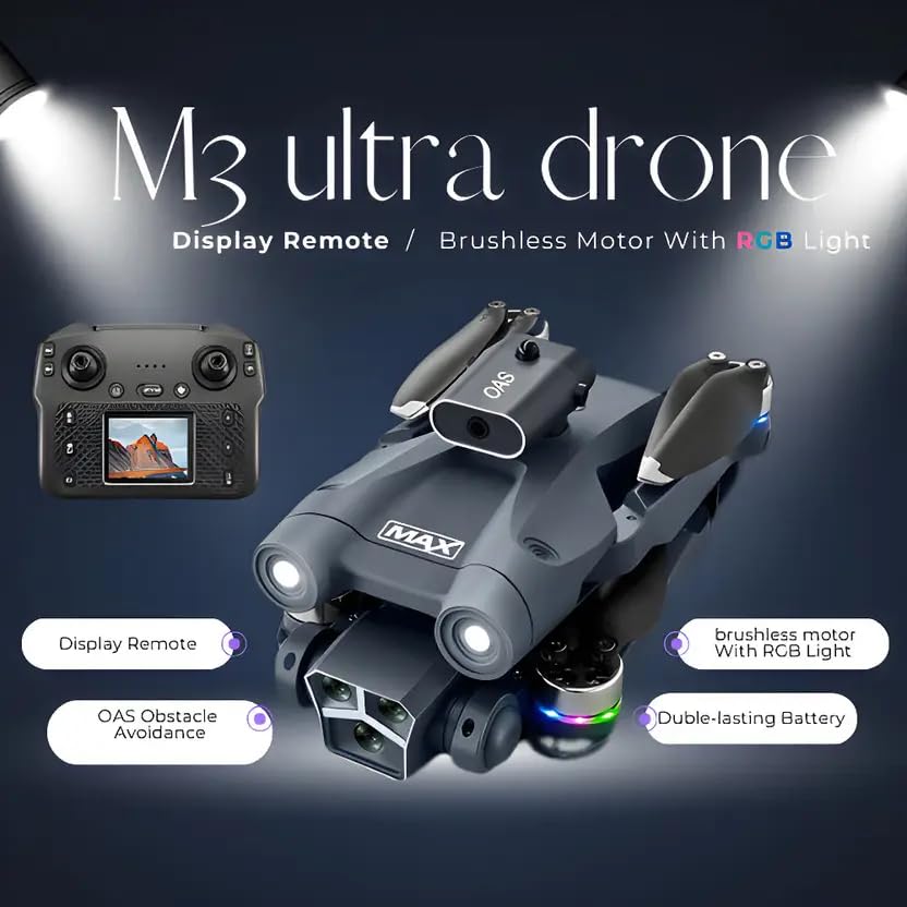 Image of M3 Ultra Drone with Gimbal Camera & Remote Screen | Easy-Control for Kids & First-Time Flyers | Stable Flight, One-Key Takeoff, Foldable Beginner Drone