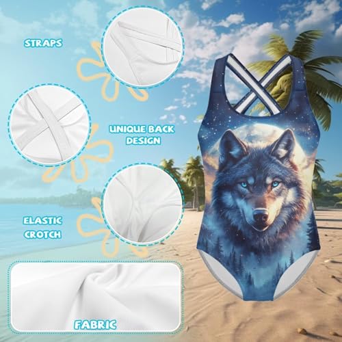 Image of Yzaoxia Girls' Swimwear One Piece Swimsuit for Kids Scoop Neck Bathing Suit Round Neck Swim Wear 5-14Y