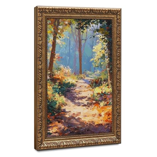 Peinture à l'huile de forêt sous forme de 2 affiches sur toile grand format