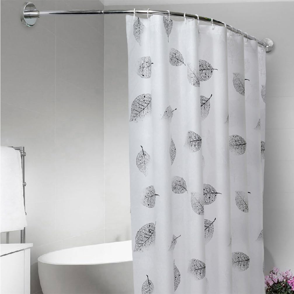 IEOWY L Shaped Shower Curtain Corner Rod Curved Extendable Shower Rail Stainless Steel No Drill for Bathroom Bathtub Clothing Store Private Space(Size:D,Color:Silver)