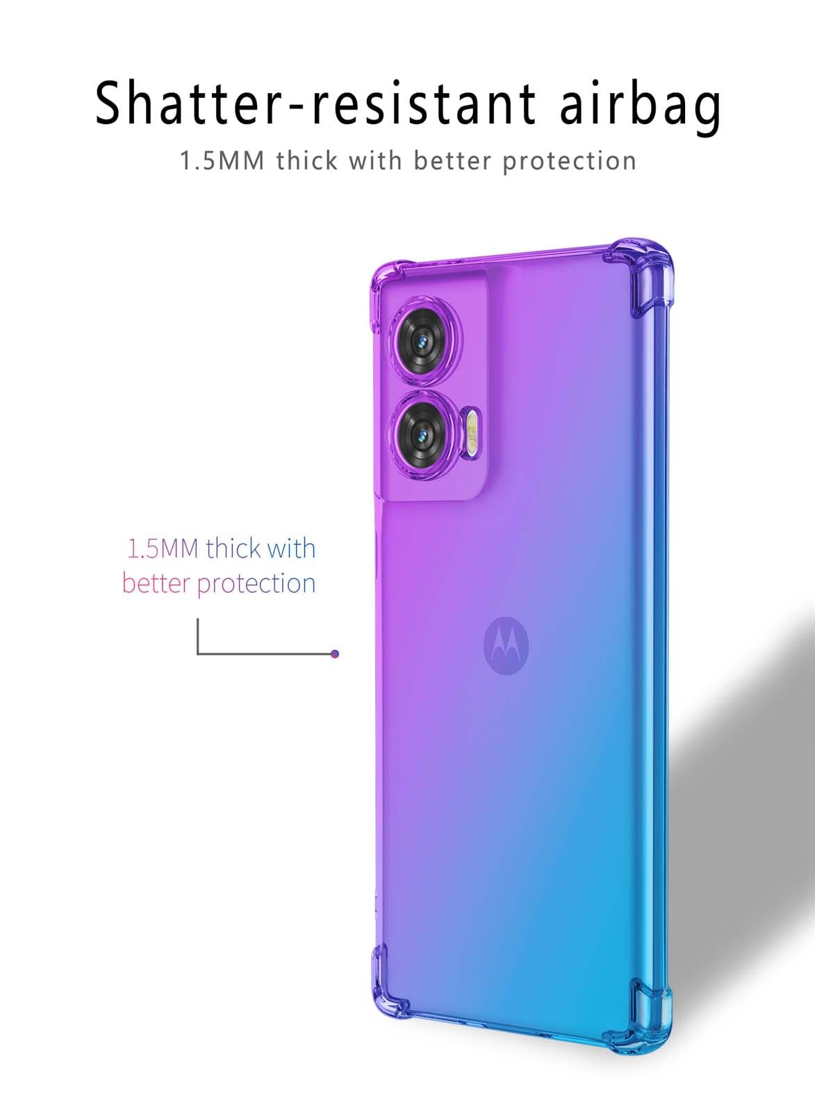 Custodia HAOYE Per Motorola Edge 50 Fusion 5G - Cover In TPU A Gradiente Rosa/Verde - Angoli Rinforzati Antiurto - 3
