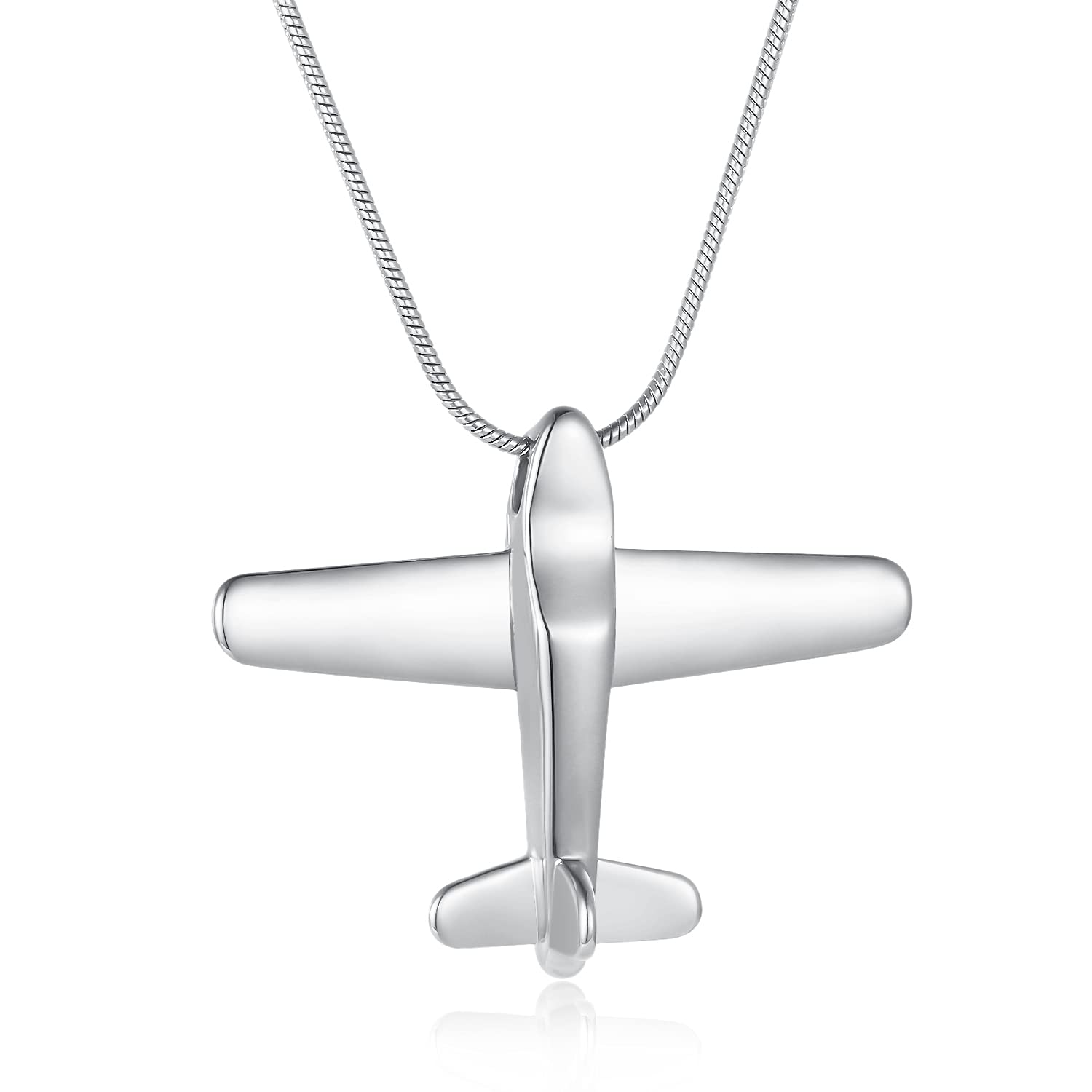 Airplane Ashes Necklace Aircraft Cremation Urn Necklace for Ashes Pendant Stainless Steel Keepsake Memorial Jewelry for Women Men
