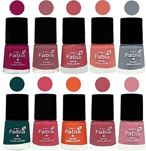 Image of ALL IN ONE (PACK OF 10), Long Lasting Glossy Nail Polish, 6 ml Each, All Vibrant Colours,01942
