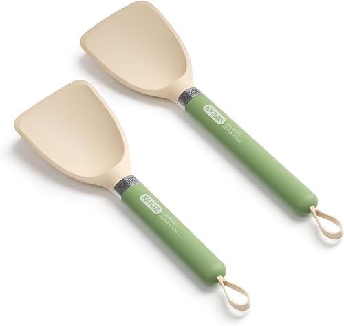 Vista 3 de Espátula pequeña de silicona para cocinar girador flexible con núcleo interior sólido y mango de nailon resistente al calor, espátula ideal