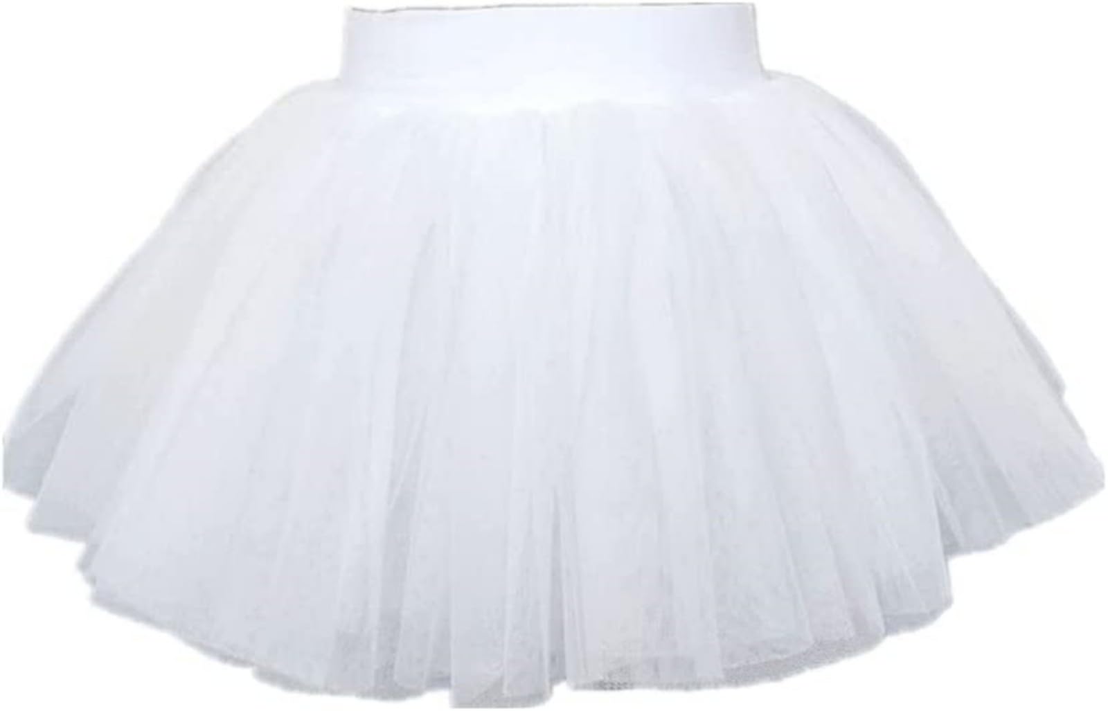 Chuangou Girls White,Xl Tutu Skirt Elastic Ballet Dance Skirts 4 Layers Tulle Tutu(White,Xl)