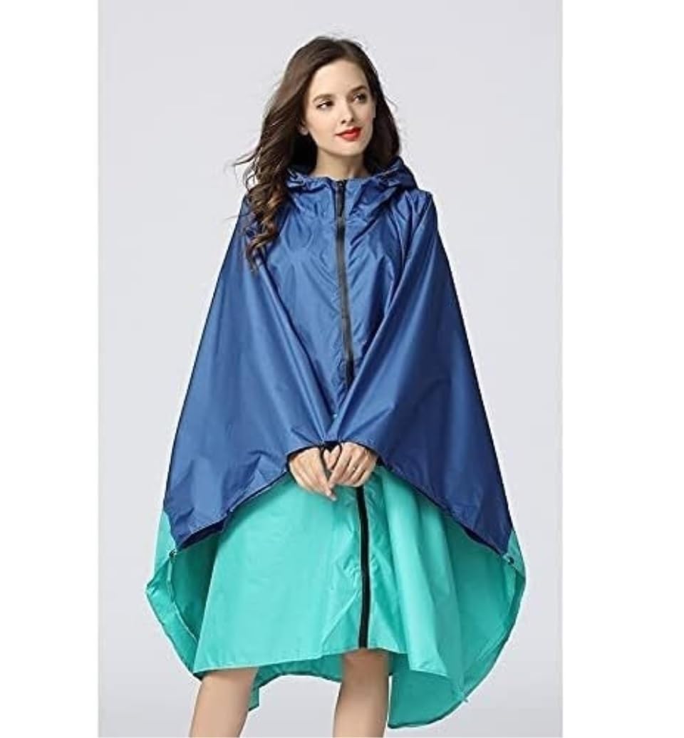 Chubasquero Poncho Impermeable Ligero para Adultos, Reutilizable, para Mujeres Y Hombres, con Capucha Ponchos De Lluvia Impermeables(Blue)