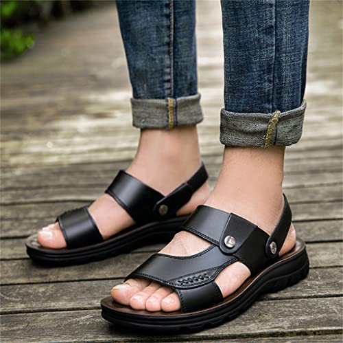 Beach Sandals Comfortable Soft Men Genuine Leather Slip-on Casual Sandals Outdoor Slippers Shoes(42)4
