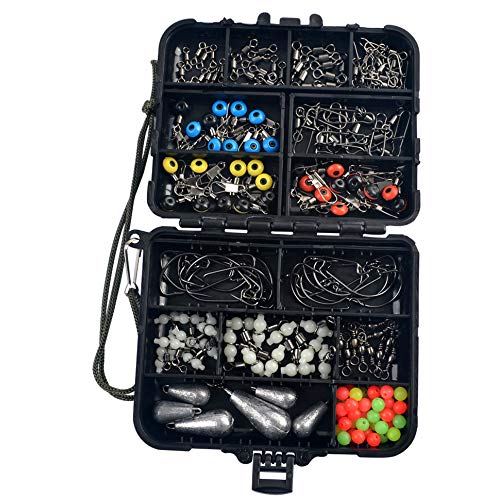 N\C 177 unids caja de aparejos de pesca kit de herramientas de señuelo con 8 modelos accesorios de pesca para agua dulce y agua salada ambiente