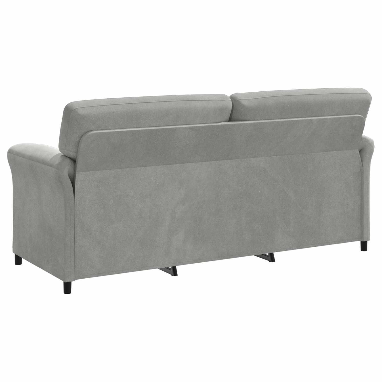 Sofá tapizado de terciopelo de 3 plazas, color gris claro, 198 x 83