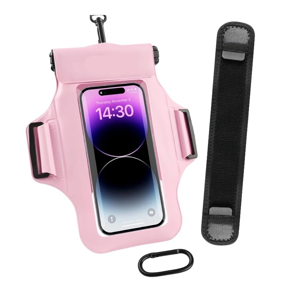 Opaska na ramię wodoodporna torba na telefon do pływania, surfingu, nurkowania, torba na telefon (różowa)