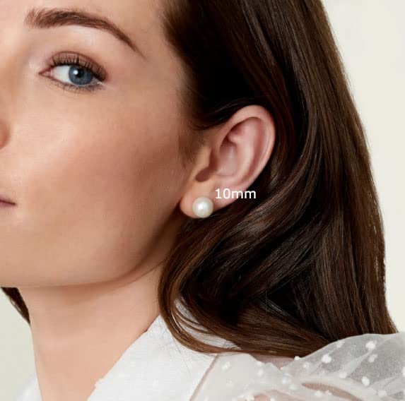 Pearl Stud Earrings for Women,Flat Screw Back Pearl Helix Earrings Cartilage Earrings 316L Surgical Steel Piercing Jewelry Gift(7,8,9,10mm Pearl)3