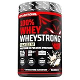 Proteinpulver Vanille 900g, 100% Whey Protein Strong mit DigeZyme® Hohe Verdaulichkeit und Konzentration, Molkenprotein aus italienischer Lieferkette, Premium Whey Protein Pulver Vitastrong