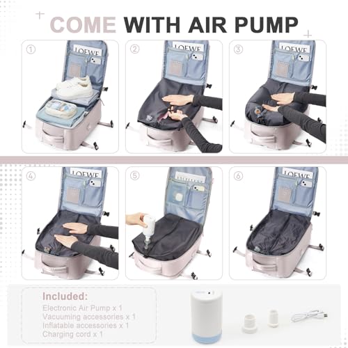 Image of Vacuum Backpack Travel Backpack with Compression, Men Women Vacuum Backpacks with Air Pump, Carry on Bag Flight Approved Personal Item Size - Pink