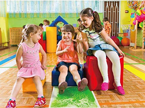 Crystiles 12 Inch X 12 Inch (30cm X 30cm) Colorful Liquid Floor Tile Mat for Kids, Pink