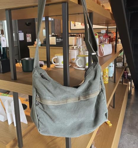 Image of Canvas Casual Messenger Bag Hobo Crossbody Bag Canvas Shouder Tote Handbag for Women and Men