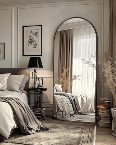 Suidia Arched Full Length Mirror, 68"x26" Floor Mirror Freestanding, Floor Standing Full Body Mirror with Stand for Bedroom, Hanging Mounted for Living Room Cloakroom, Black