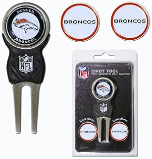 Team Golf NFL Denver Broncos Divot Tool with 3 Golf Ball Markers Pack