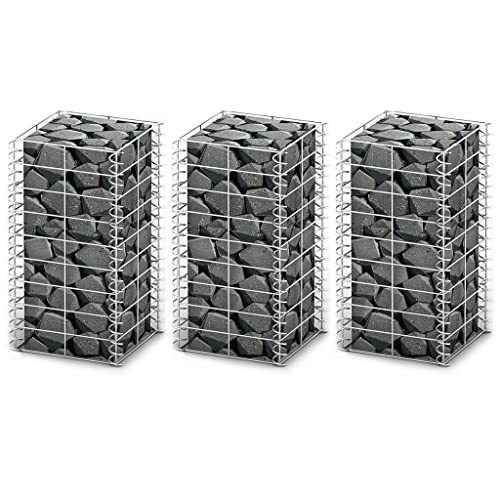 vidaXL 3x Gabione 25x25x50cm Steinkorb Steingabione Drahtkorb Mauer Säule Wand